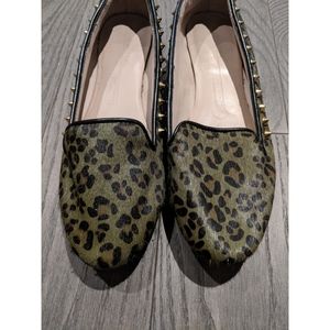 Zara studded calf hair leopard loafers